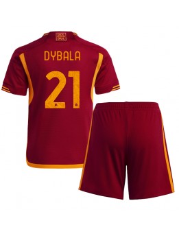Billige AS Roma Paulo Dybala #21 Hjemmedraktsett Barn 2023-24 Kortermet (+ Korte bukser)